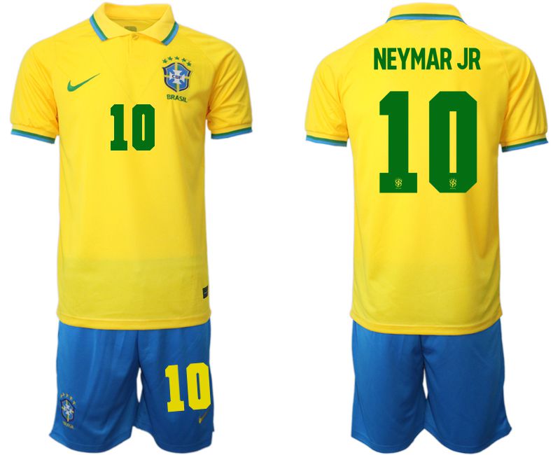 Men 2022 World Cup National Team Brazil home yellow #10 Soccer Jersey->brazil jersey->Soccer Country Jersey